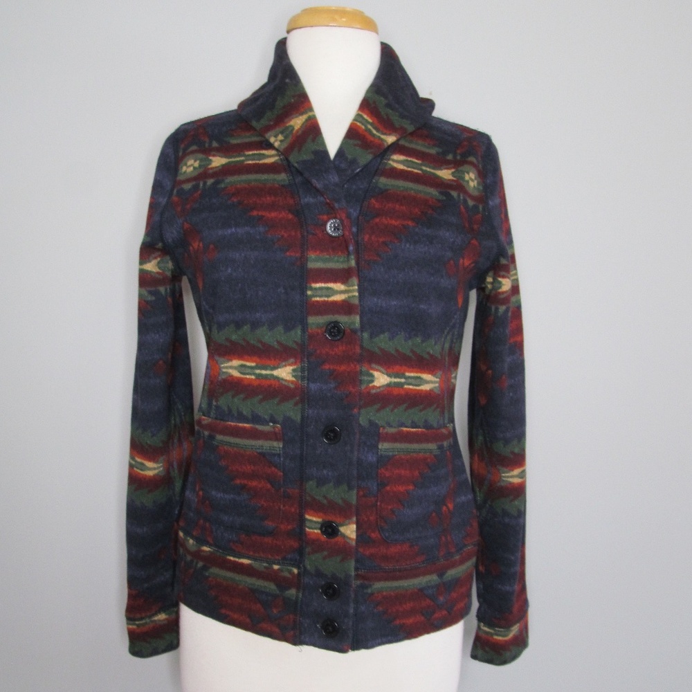 Lauren Ralph Lauren Aztec Southwest Tribal Jacket Cardigan Shawl Collar Sz Small